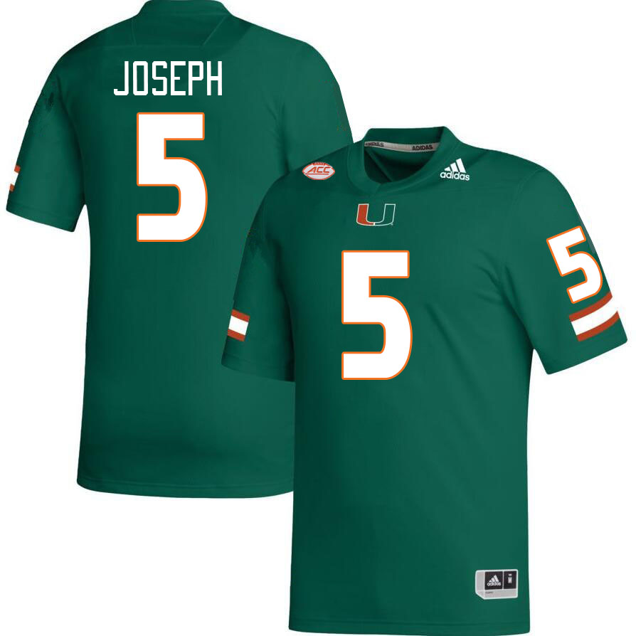 Men #5 Nathaniel Joseph Miami Hurricanes College Football Jerseys Stitched-Green